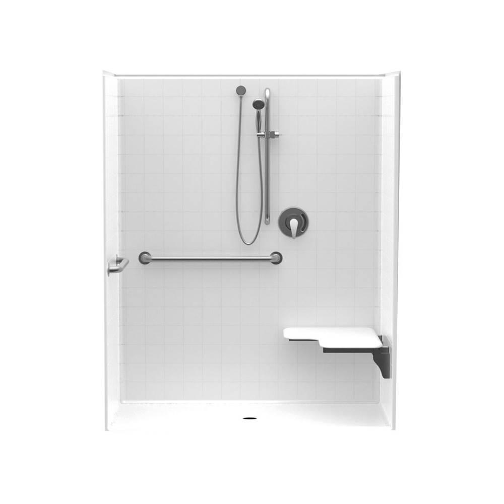 Aquatic 1603BFST 60 x 34 AcrylX Alcove Center Drain One-Piece Shower in White