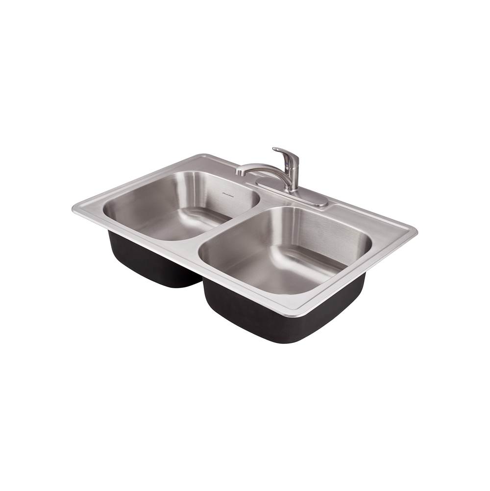 American Standard Colony® 33 x 22-Inch Stainless Steel 3-Hole Top Mount Double Bowl ADA Kitchen Sink With Colony® PRO Single Control Faucet System