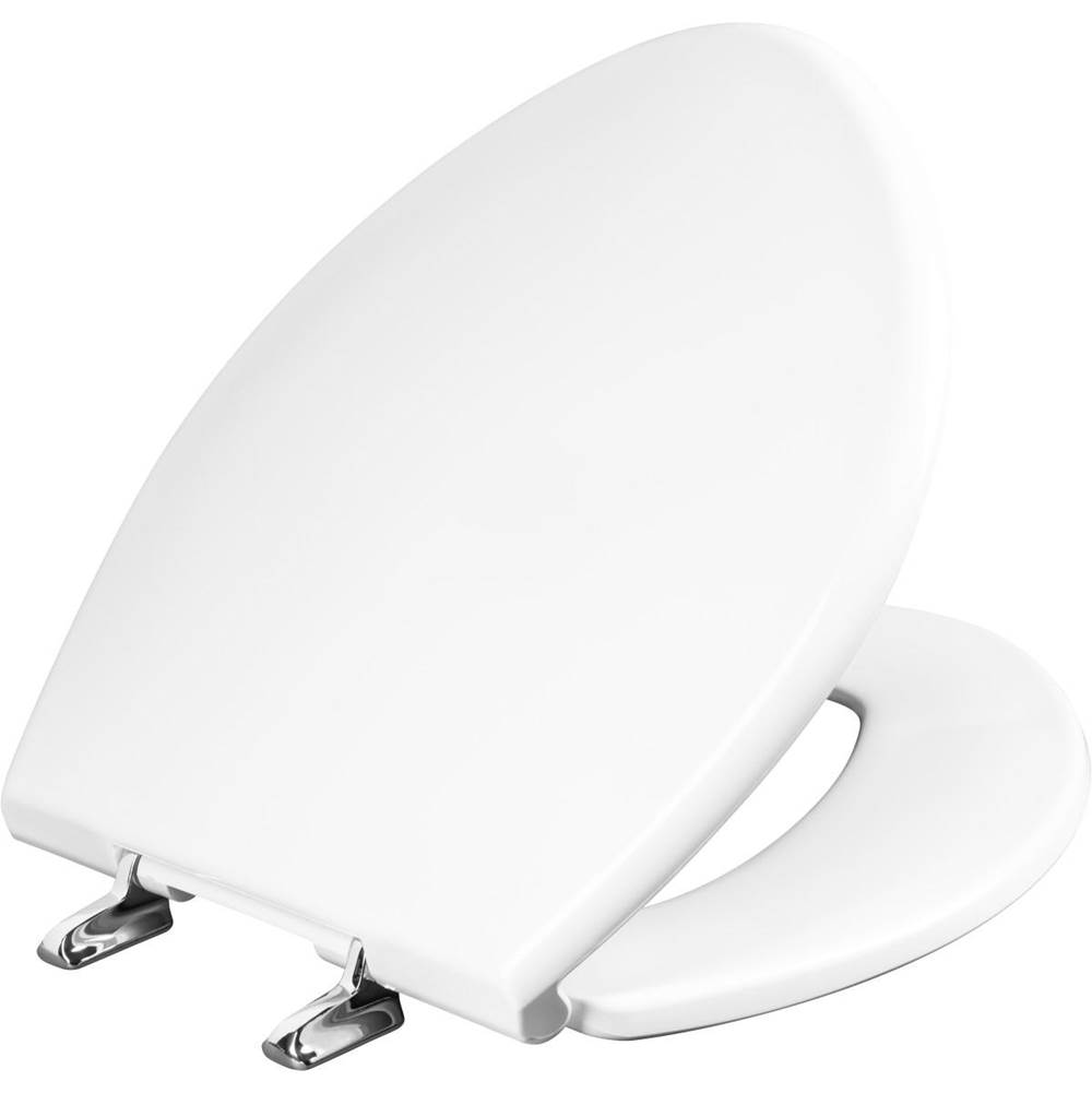 Bemis Round/Elongated Paramont Plastic Toilet Seat with Chrome Hinge and STA-TITE in White
