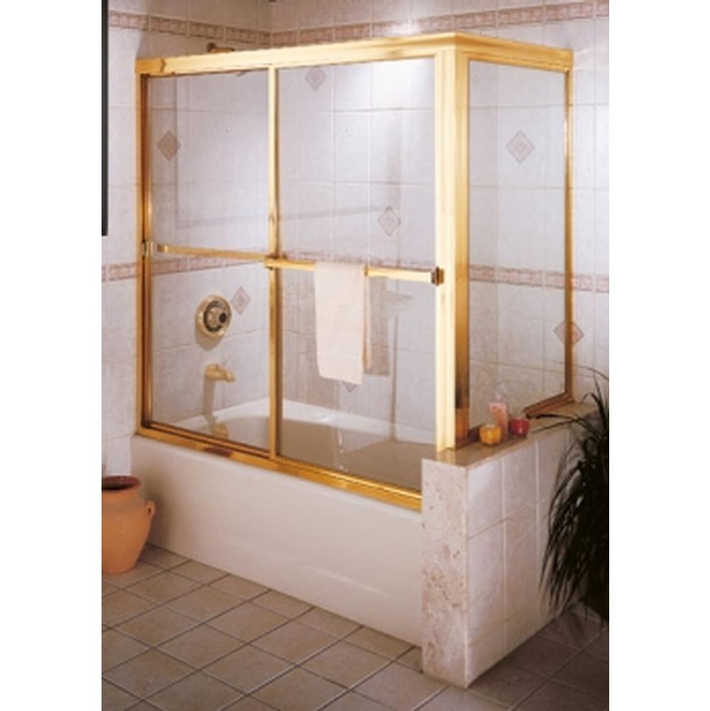 Century Bathworks L-636B Corner Tub Enclosure with Buttress, Gold Anodized Aluminum, Clear Glass