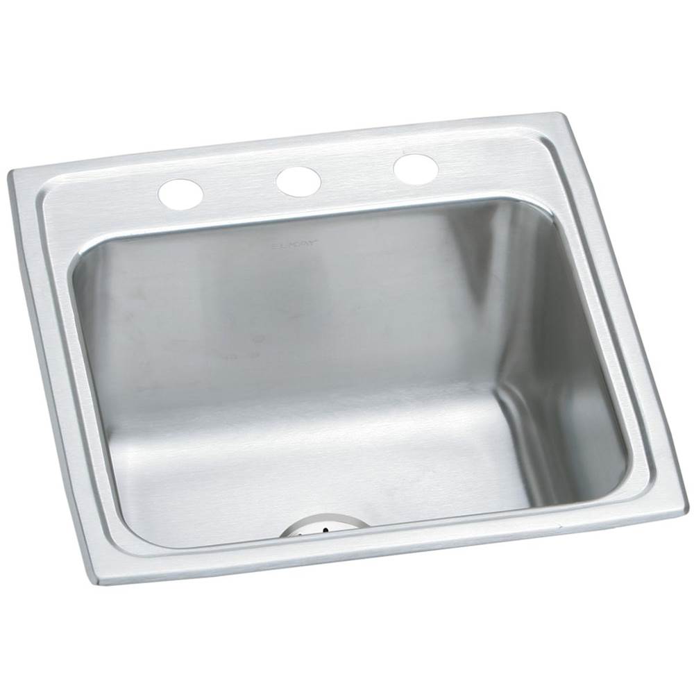 Elkay Lustertone Classic Stainless Steel 19-1/2'' x 19'' x 10-1/8'', OS4-Hole Single Bowl Drop-in Laundry Sink w/Perfect Drain