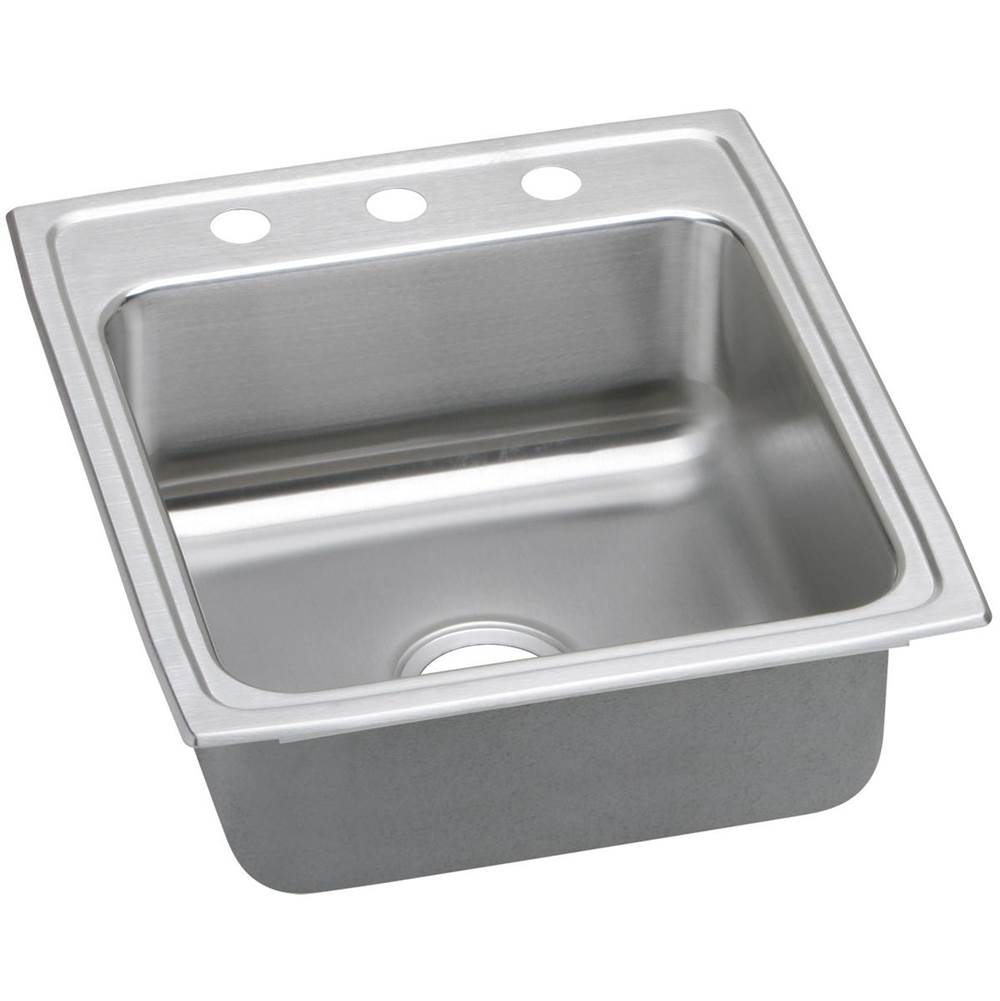 Elkay Lustertone Classic Stainless Steel 19-1/2'' x 22'' x 6-1/2'', 2-Hole Single Bowl Drop-in ADA Sink with Quick-clip