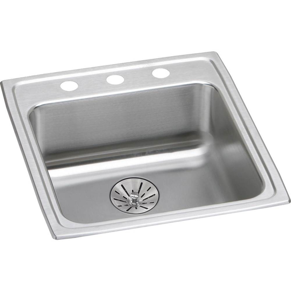 Elkay Lustertone Classic Stainless Steel 19-1/2'' x 22'' x 6-1/2'', 2-Hole Single Bowl Drop-in ADA Sink with Perfect Drain