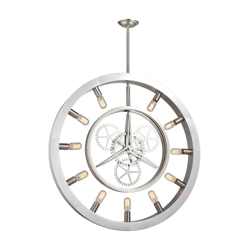 Elk Lighting Chronology 11-Light Chandelier in Brushed Nickel With Clear Glass Diffuser
