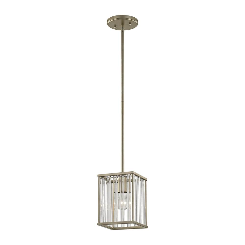 Elk Lighting Ridley 1-Light Mini Pendant in Aged Silver With Oval Glass Rods