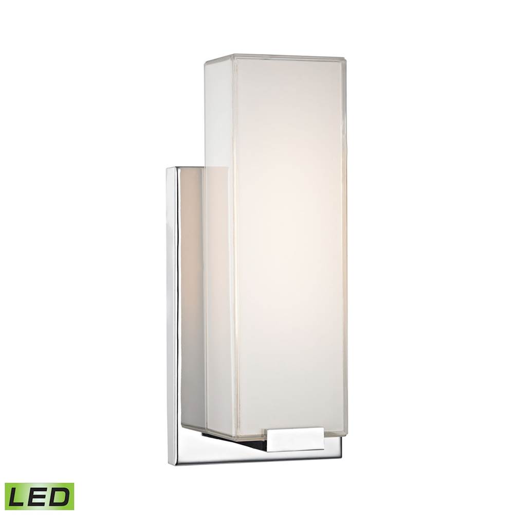 Elk Lighting Midtown 1-Light Wall Lamp in Chrome With Paint White Glass