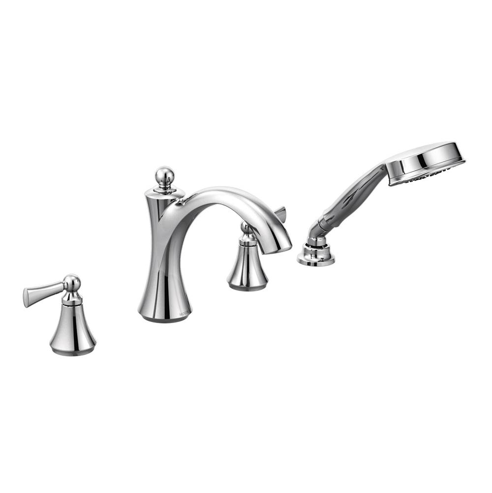 Moen Wynford 2-Handle Deck-Mount Roman Tub Faucet with Handshower in Chrome (Valve Sold Separately)