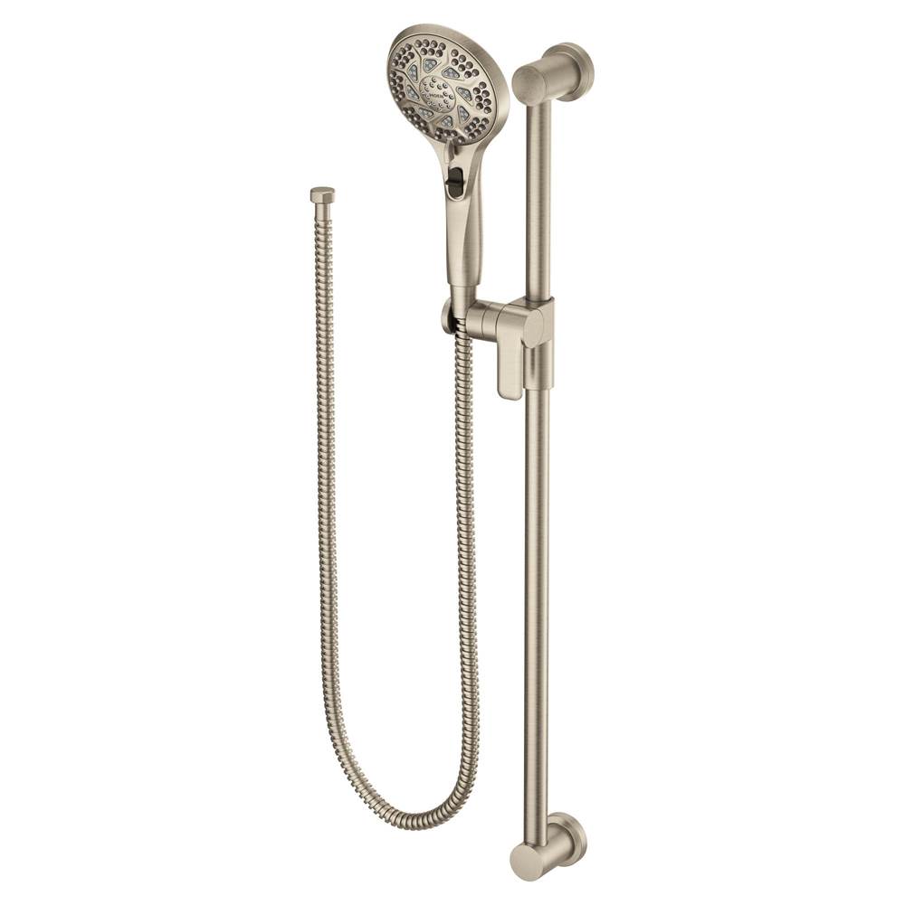 Moen 5-Function Massaging Handshower with Toggle Pause, Includes 30-Inch Slide Bar and 69-Inch Hose, Brushed Nickel