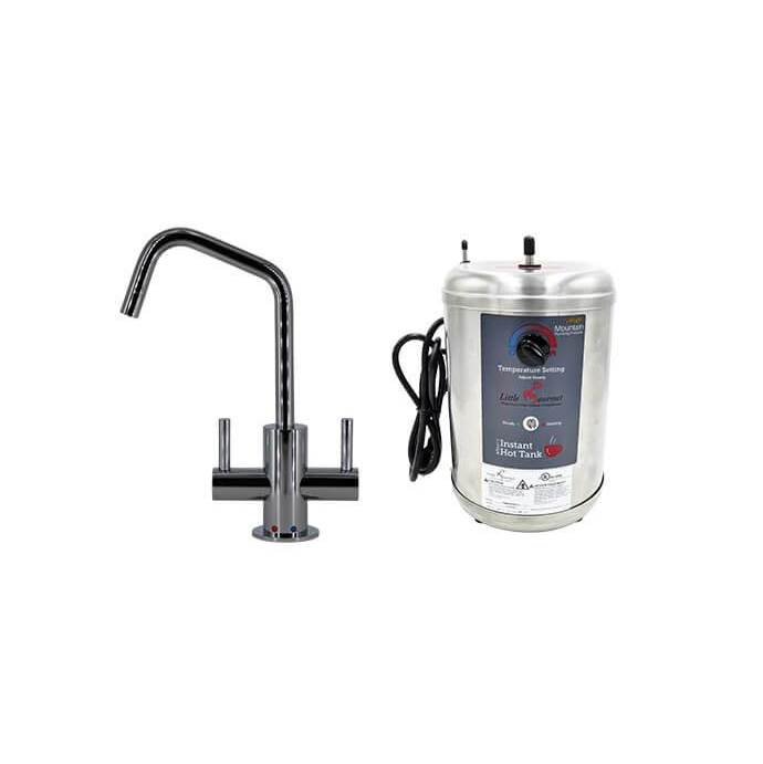 Mountain Plumbing Hot & Cold Water Faucet with Contemporary Round Body & Handles (120-degree Spout) & Little Gourmet® Premium Hot Water Tank