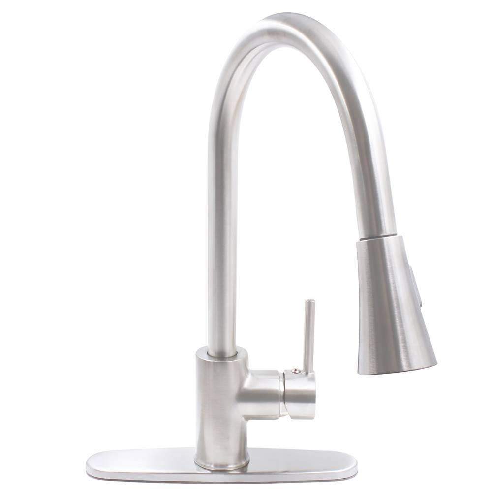 Novatto Novatto Dual Action Single Lever Pull-down Kitchen Faucet in Brushed Nickel