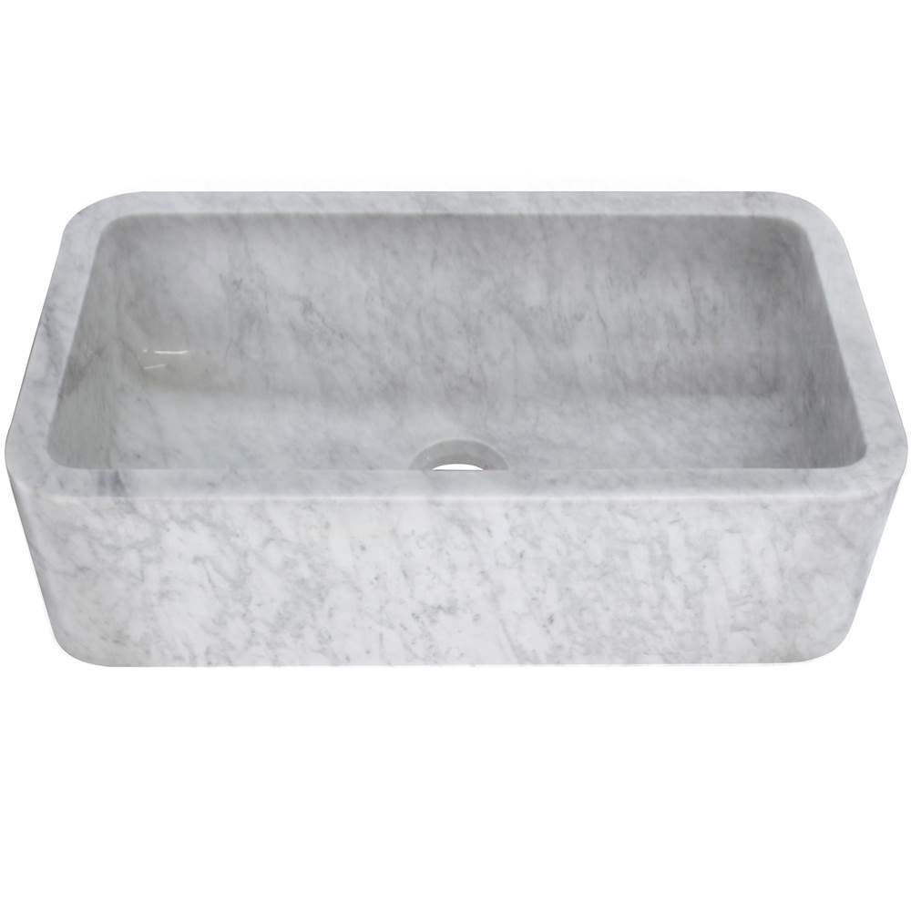 Novatto Single Bowl Kitchen Sink in Carerra White Marble with Polished Apron