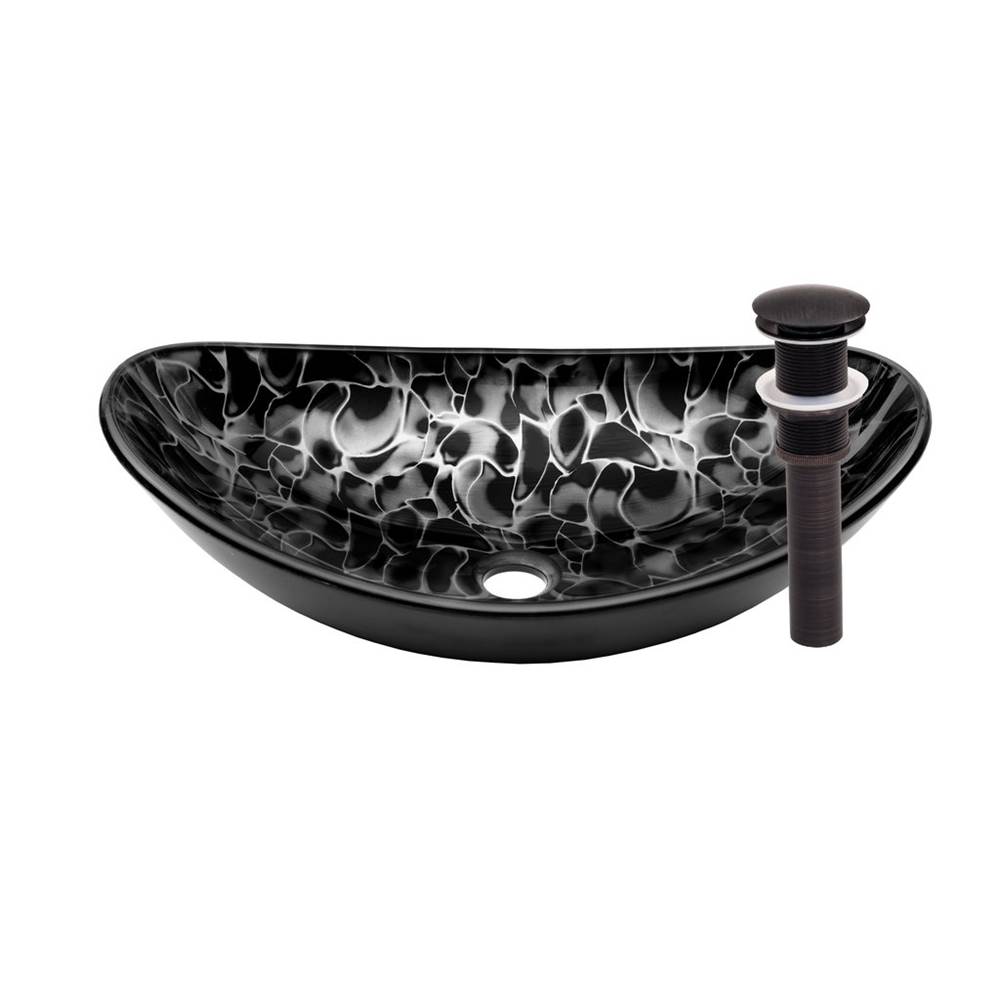Novatto Novatto TARTARUGA Oval Glass Vessel Bathroom Sink Set, Oil Rubbed Bronze
