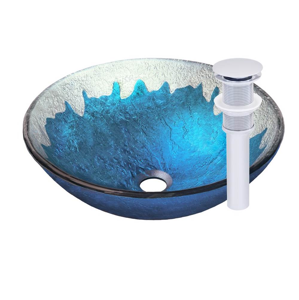 Novatto Novatto DIACCIO Glass Vessel Bathroom Sink Set, Chrome