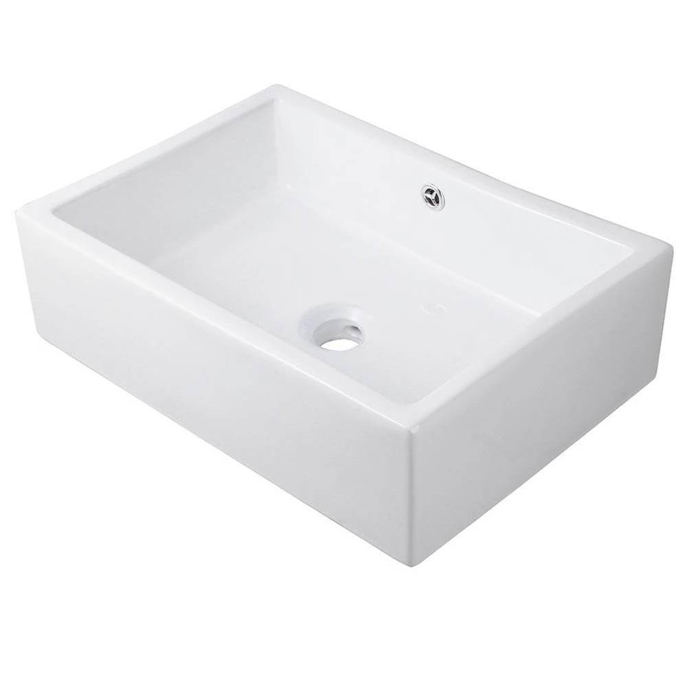 Novatto Rectangular White Porcelain Sink with Overflow