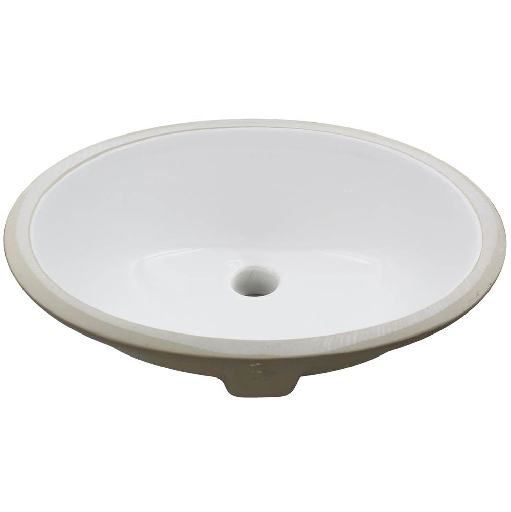 Novatto Oval Undermount White Porcleain Sink with Overflow, 19.5 x 16-inches