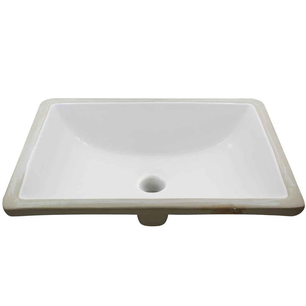 Novatto Rectangular Undermount White Porcleain Sink with Overflow, 20.25 x 15-inches
