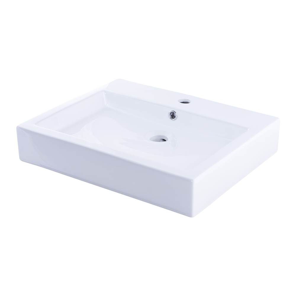 Novatto Novatto Rectangular White Porcelain Sink with Faucet Hole and Overflow