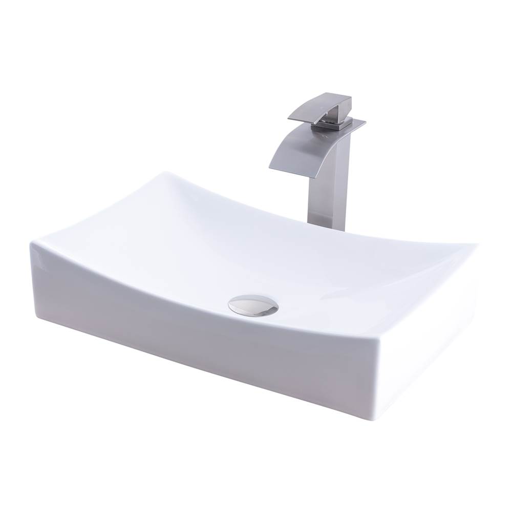 Novatto Novatto Porcelain Vessel Sink Combo with Brushed Nickel Faucet, Drain and Sealer
