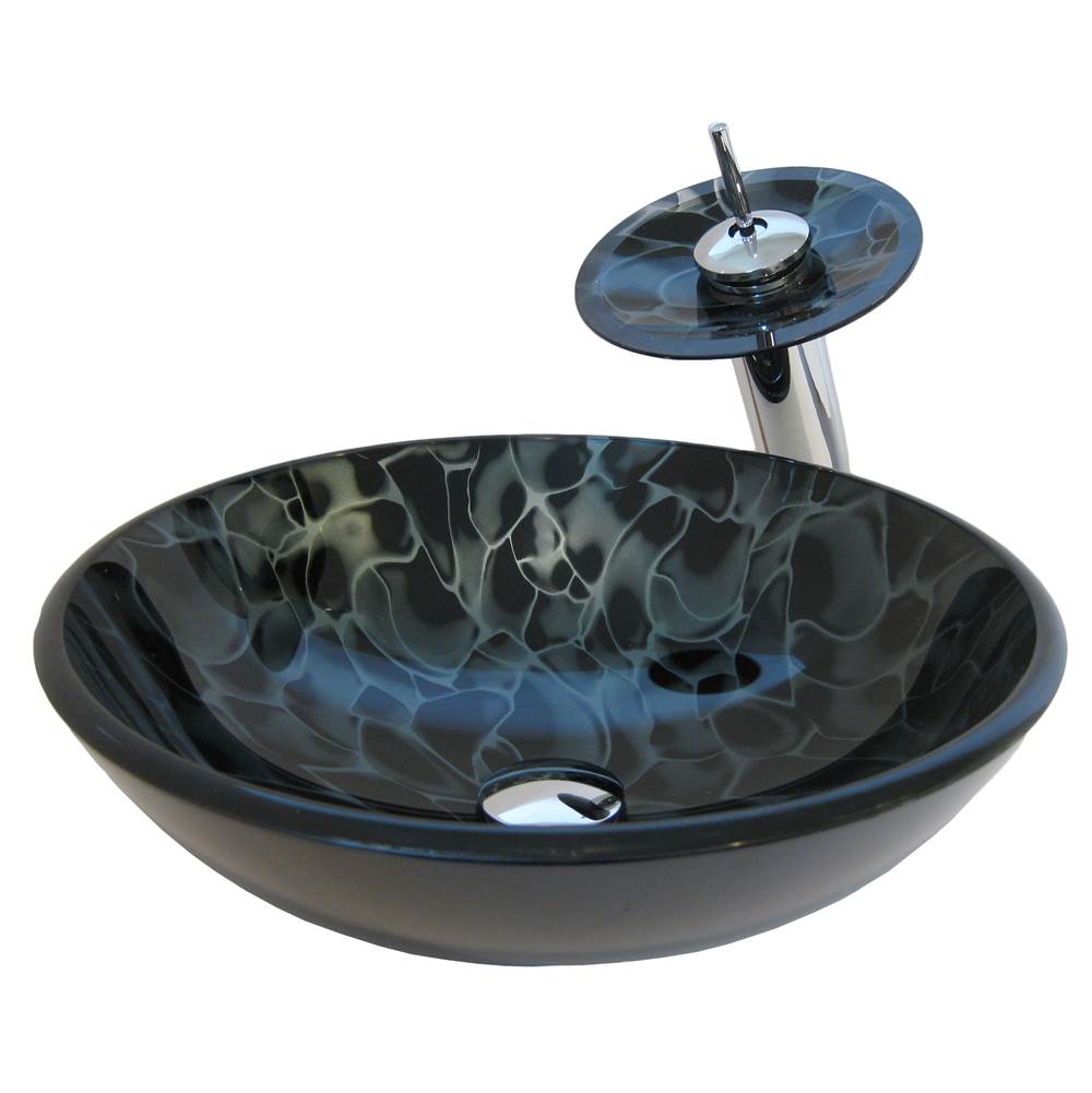 Novatto Novatto TARTARUGA Glass Vessel Bathroom Sink Set, Chrome