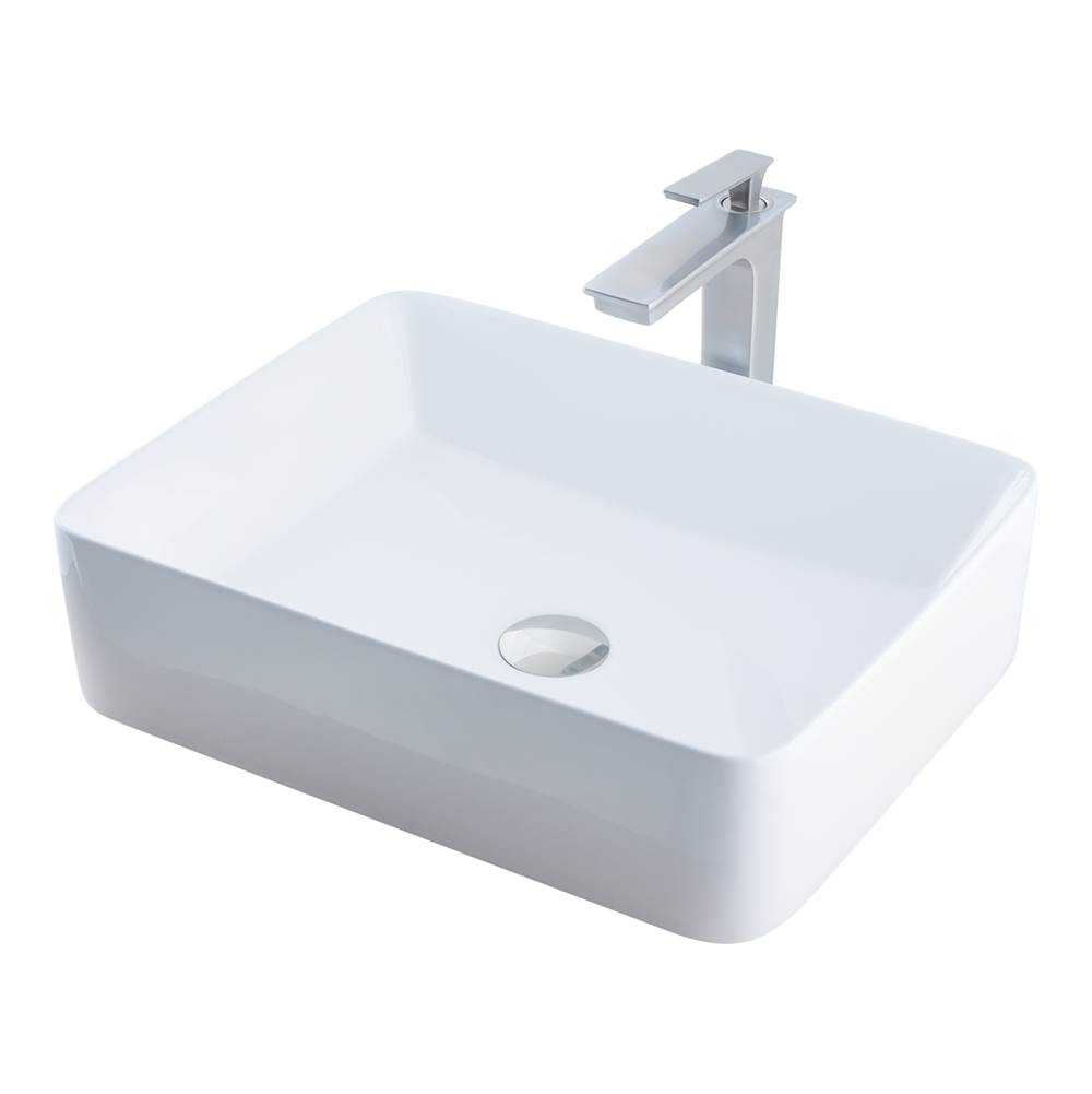 Novatto Novatto Porcelain Vessel Sink Combo with Brushed Nickel Faucet, Drain and Sealer