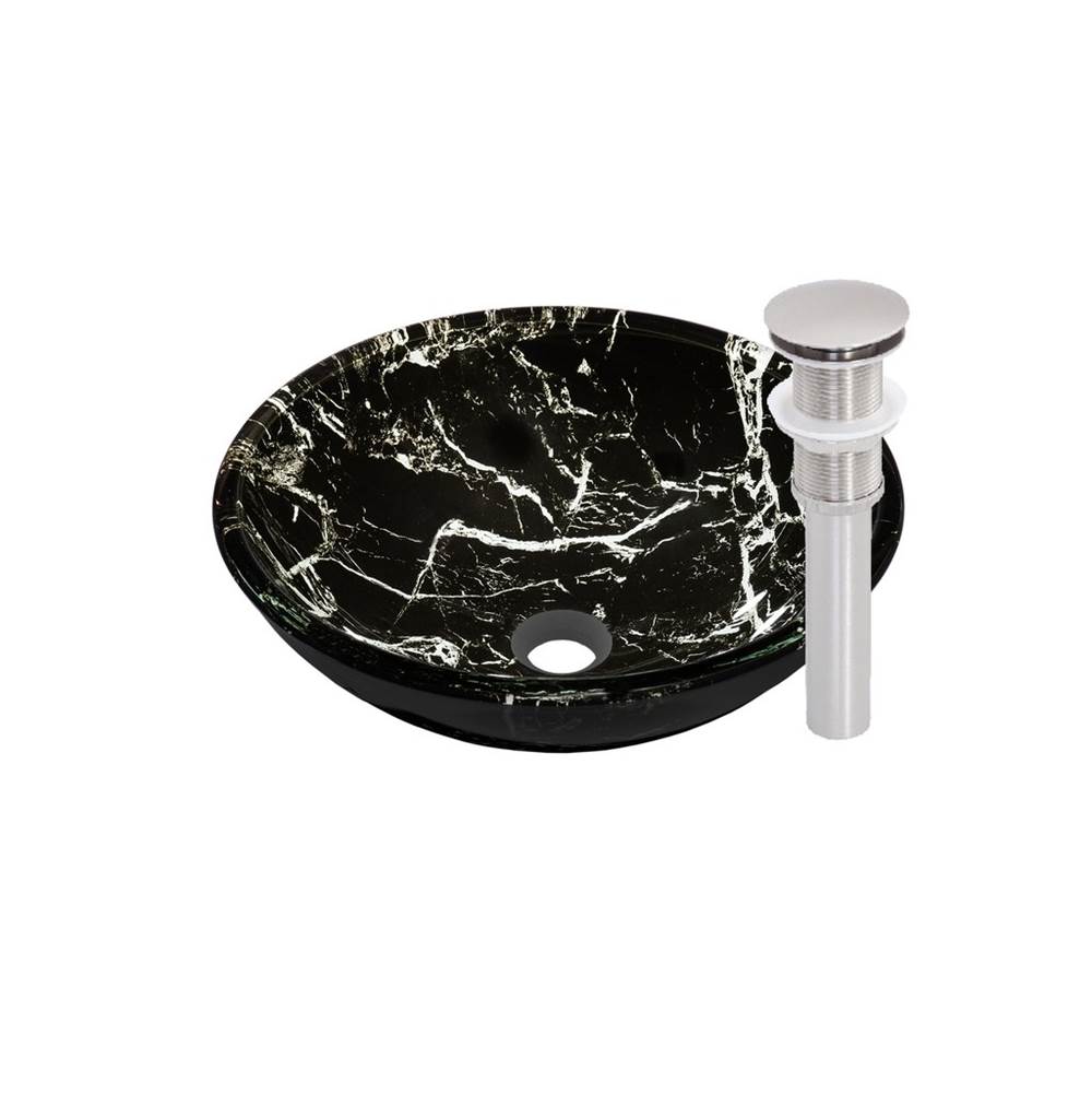 Novatto Novatto PALLINA Glass Vessel Bathroom Sink Set, Brushed Nickel
