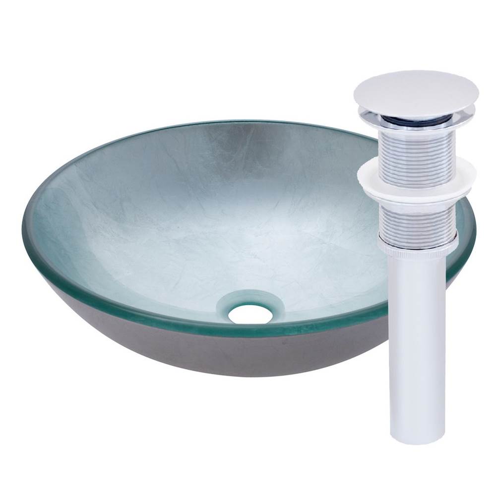 Novatto Novatto ARGENTO Glass Vessel Bathroom Sink Set, Chrome