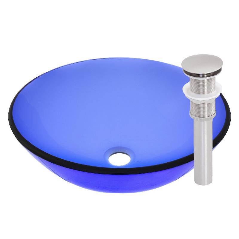Novatto Novatto BLU Glass Vessel Bathroom Sink Set, Brushed Nickel
