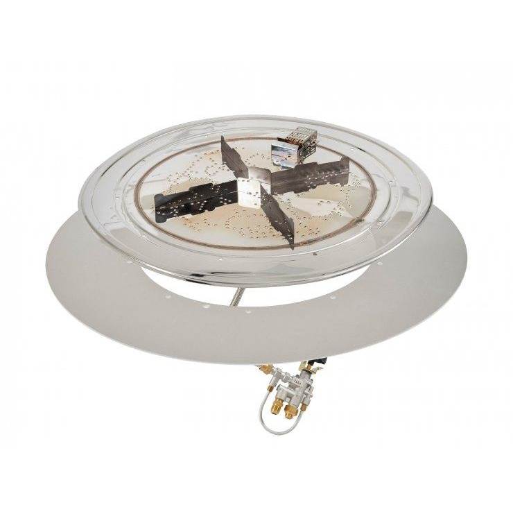 The Outdoor Greatroom 24'' Round Crystal Fire Plus Gas Burner Insert and Plate Kit with Direct Spark Ignition (LP)