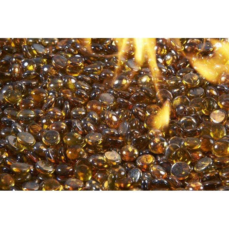 The Outdoor Greatroom Amber Tempered Fire Glass Gems. (5 lb Container)