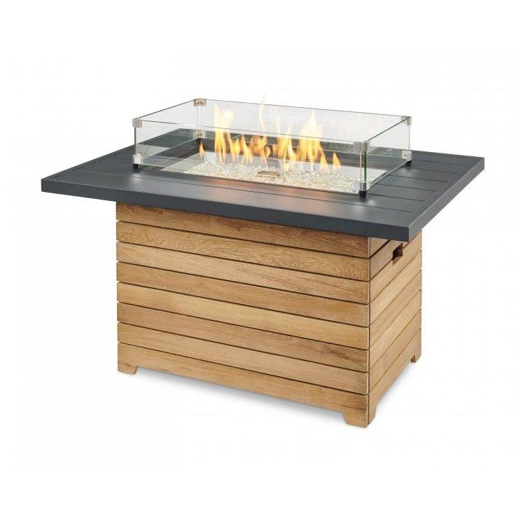 The Outdoor Greatroom Darien Rectangular Gas Fire Pit Table with Aluminum Top