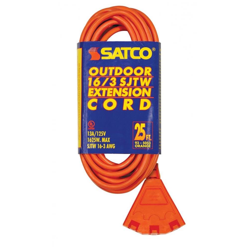 Satco 25 ft 16/3 Sjtw Orange Outdoor