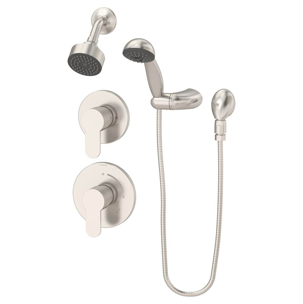 Symmons Identity 2-Handle 1-Spray Shower Trim with 1-Spray Hand Shower in Satin Nickel (Valves Not Included)