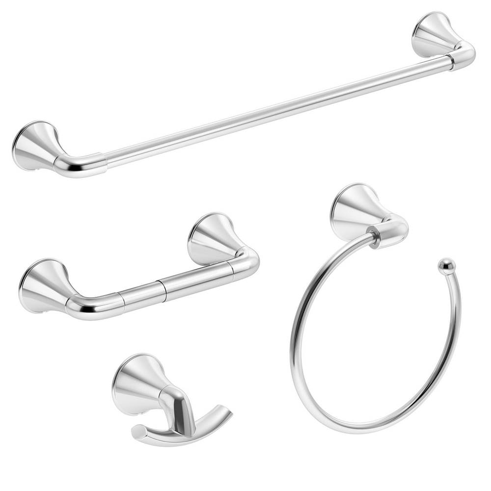 Symmons Elm 4-Piece Wall-Mounted Bathroom Hardware Set in Polished Chrome