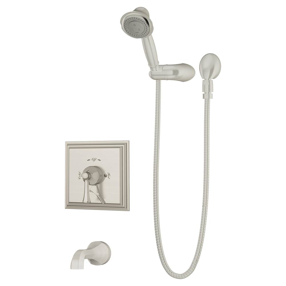 Symmons Canterbury Single Handle 3-Spray Tub and Hand Shower Trim in Satin Nickel - 1.5 GPM (Valve Not Included)