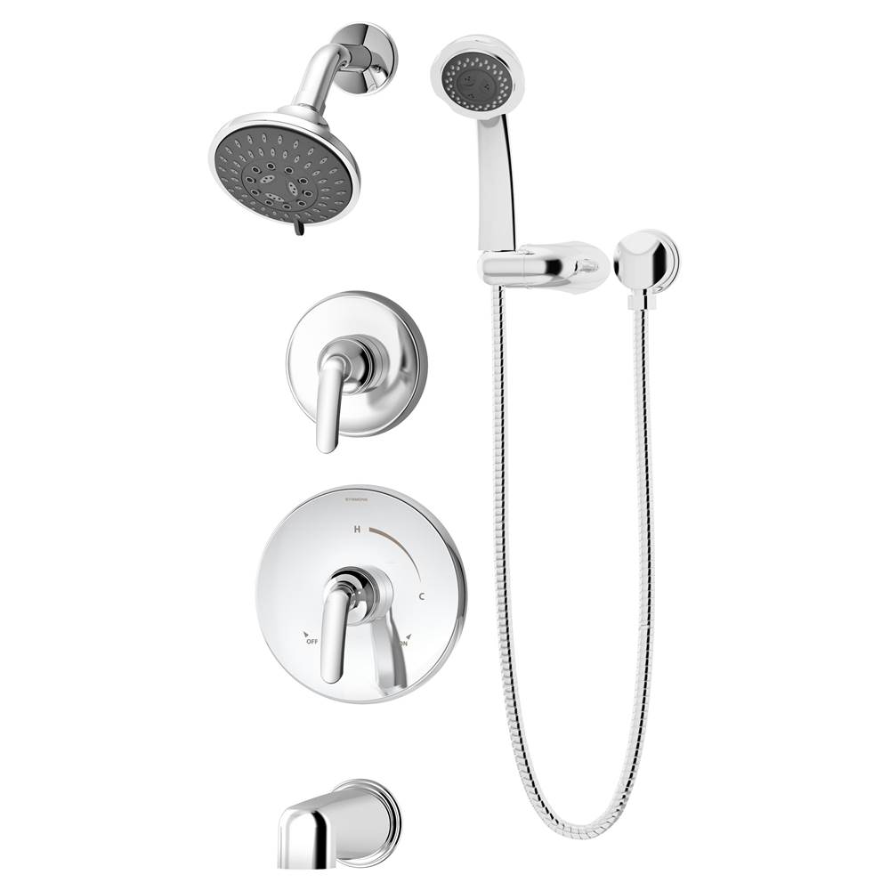 Symmons Elm 2-Handle Tub and 5-Spray Shower Trim with 3-Spray Hand Shower in Polished Chrome (Valves Not Included)