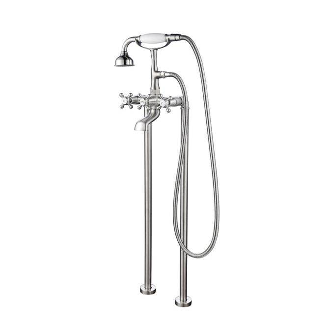 Barclay Freestanding Tub Faucet W/HandShower,6'' Straight Body, BN