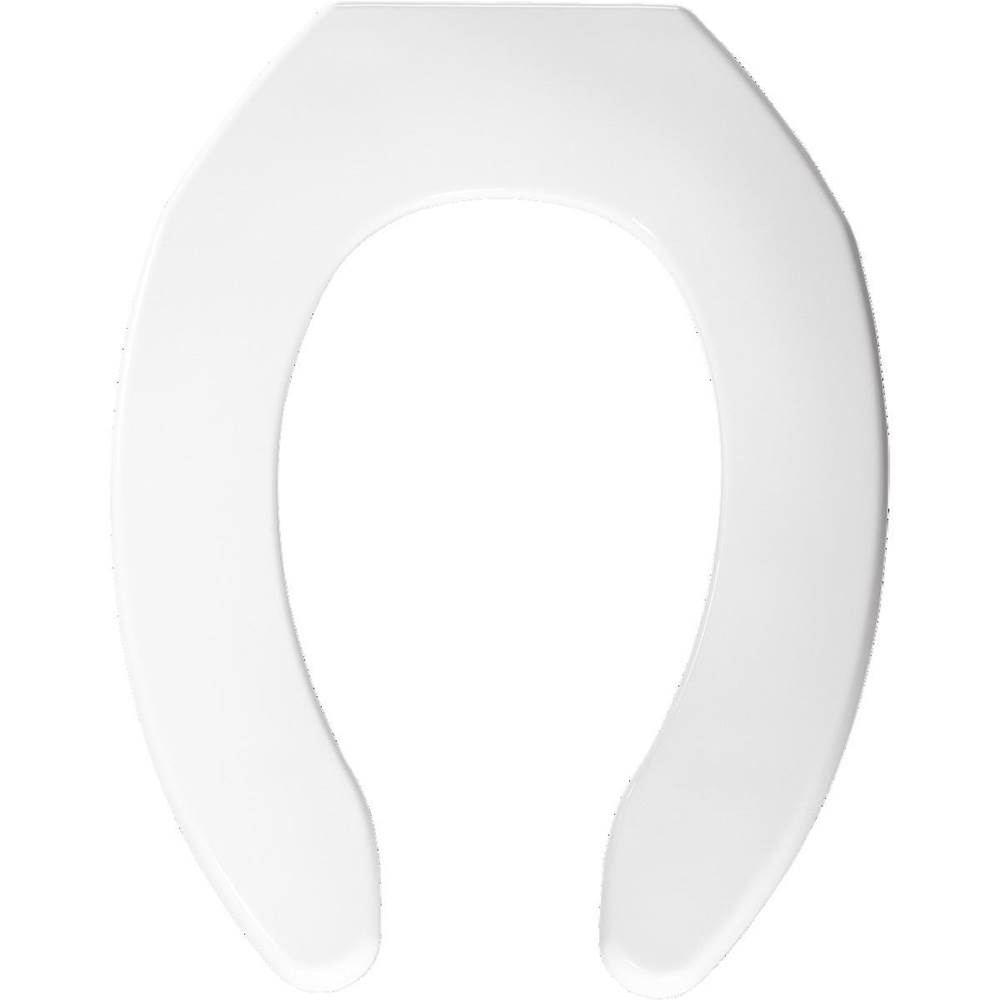 Bemis Elongated Commercial Plastic Open Front Less Cover Toilet Seat with Check Hinge - White