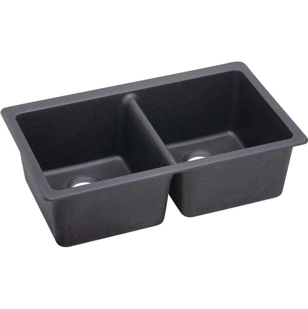 Elkay Reserve Selection Elkay Quartz Luxe 33'' x 18-1/2'' x 9-1/2'', Equal Double Bowl Undermount Sink, Charcoal