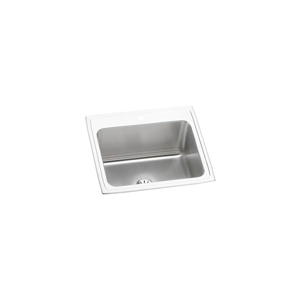 Elkay Lustertone Classic Stainless Steel 25'' x 22'' x 10-3/8'', 2-Hole Single Bowl Drop-in Sink with Perfect Drain
