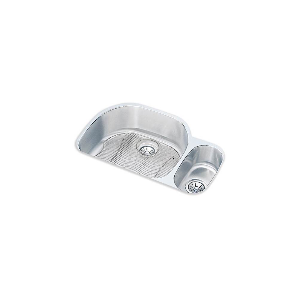Elkay Lustertone Classic Stainless Steel, 31-1/2'' x 21-1/8'' x 7-1/2'', Offset 70/30 Double Bowl Undermount Sink Kit