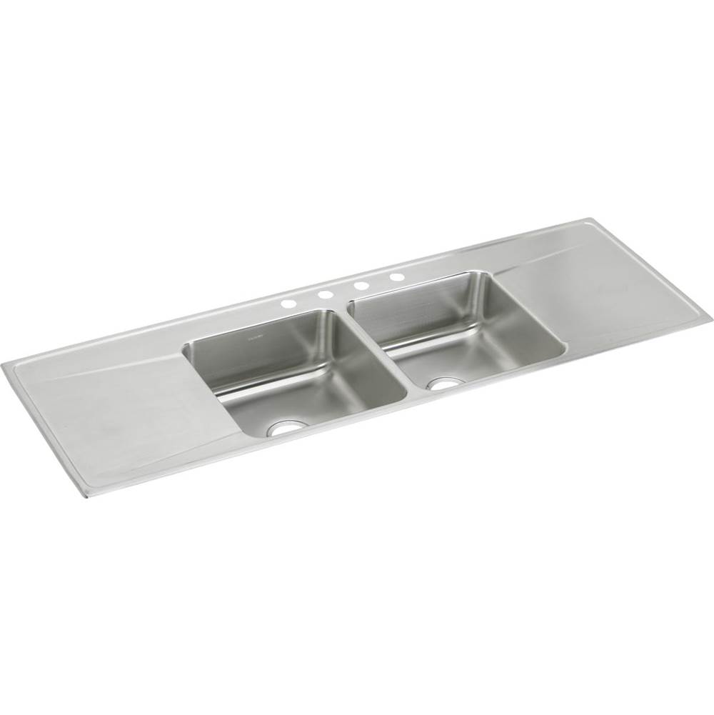 Central Kitchen & Bath ShowroomElkayLustertone Classic Stainless Steel 66'' x 22'' x 7-5/8'', Equal Double Bowl Drop-in Sink with Drainboard