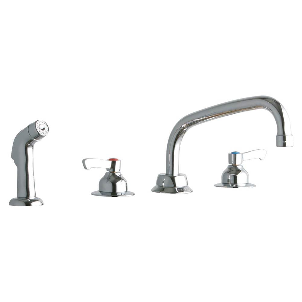 Elkay 8'' Centerset with Concealed Deck Faucet with 8'' Arc Tube Spout 2'' Lever Handles with Side Spray Chrome