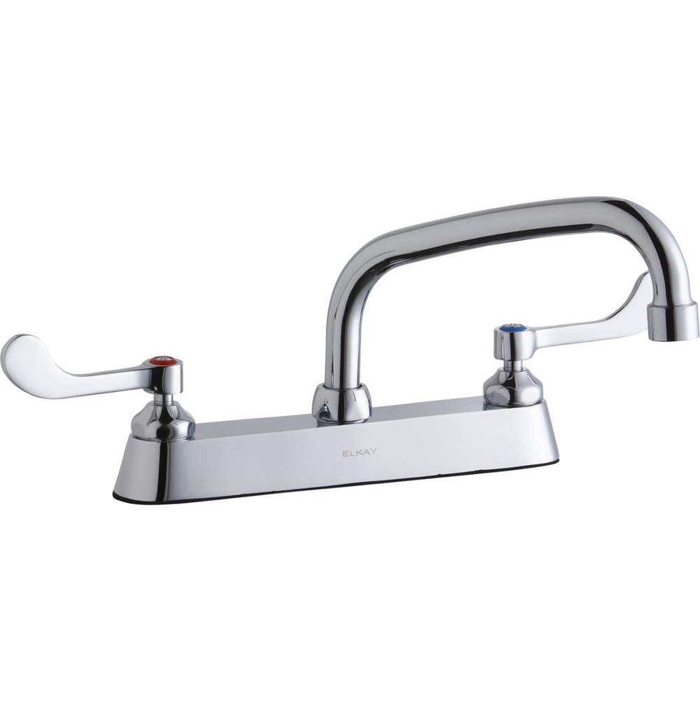 Elkay 8'' Centerset with Exposed Deck Faucet with 8'' Arc Tube Spout 4'' Wristblade Handles Chrome