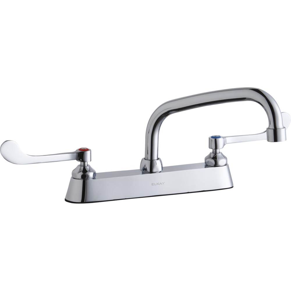 Elkay 8'' Centerset with Exposed Deck Faucet with 8'' Arc Tube Spout 6'' Wristblade Handles Chrome