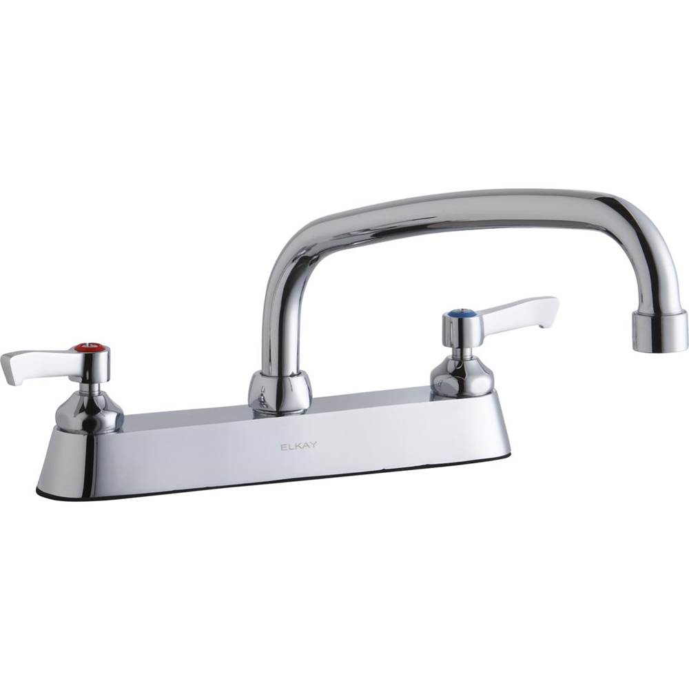 Elkay 8'' Centerset with Exposed Deck Faucet with 10'' Arc Tube Spout 2'' Lever Handles Chrome
