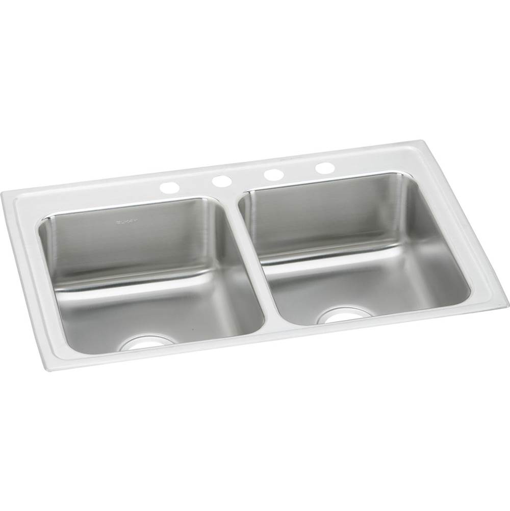 Elkay Lustertone Classic Stainless Steel 33'' x 19-1/2'' x 7-5/8'', 3-Hole Equal Double Bowl Drop-in Sink
