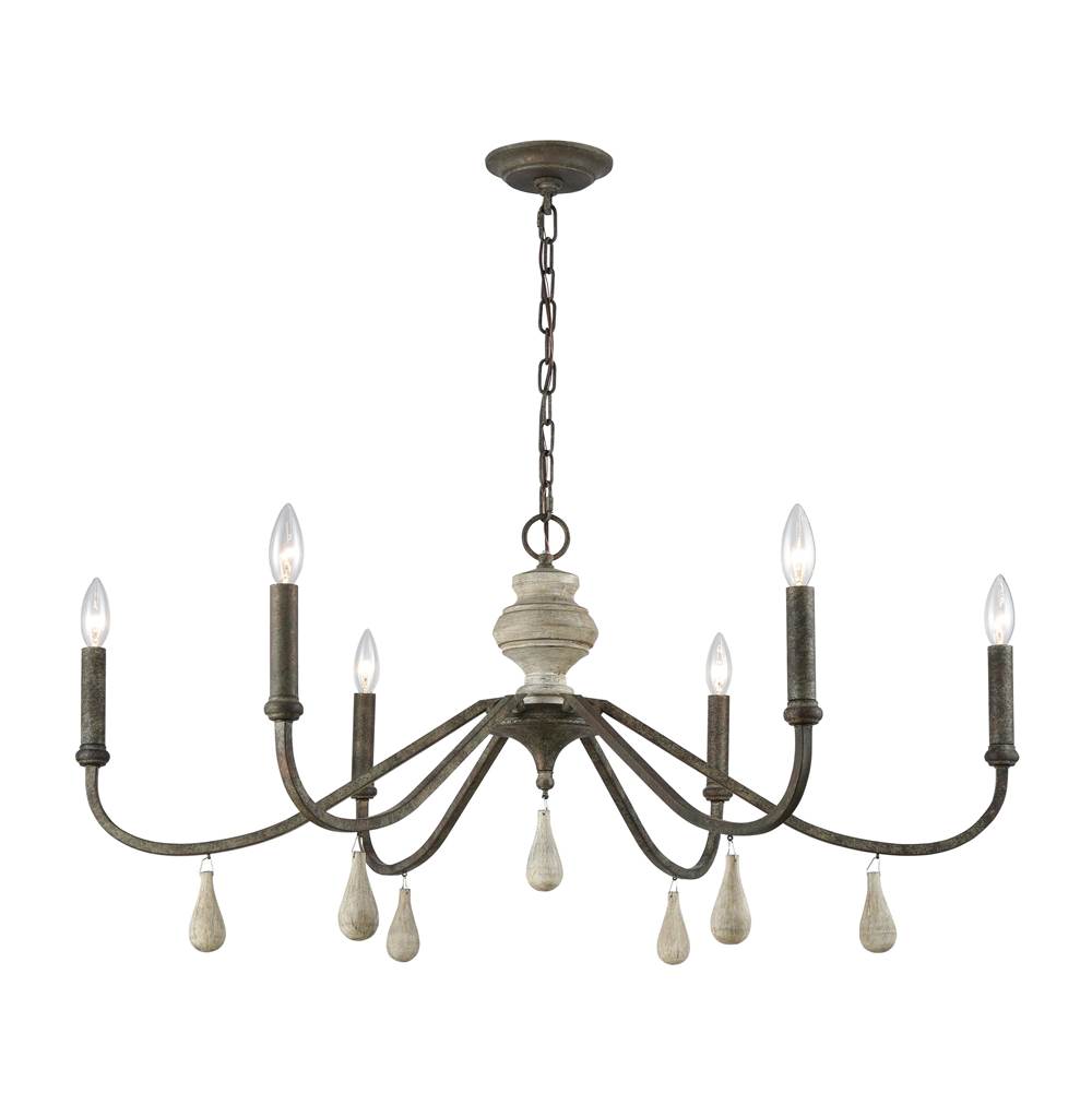 Elk Home French Connection 38'' Wide 6-Light Chandelier - Malted Rust
