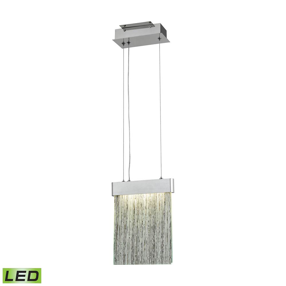 Elk Lighting Meadowland 1-Light Mini Pendant in Satin Aluminum and Chrome With Textured Glass - Integrated LED