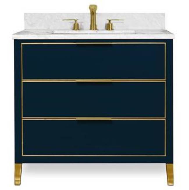 Central Kitchen & Bath ShowroomIceraMuse Vanity Cabinet 36-in, Navy Blue with Satin Brass