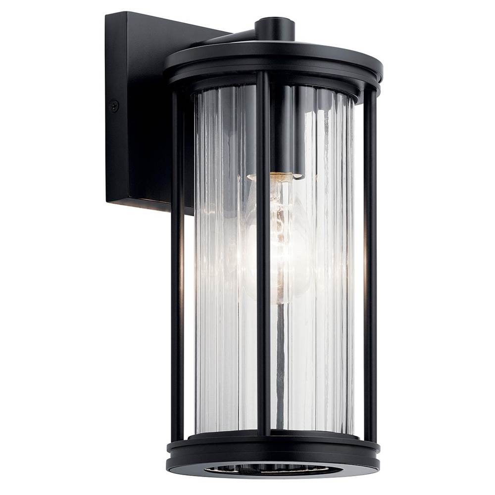 Central Kitchen & Bath ShowroomKichler LightingBarras 11.5'' 1 Light Outdoor Wall Light with Clear Ribbed Glass Black